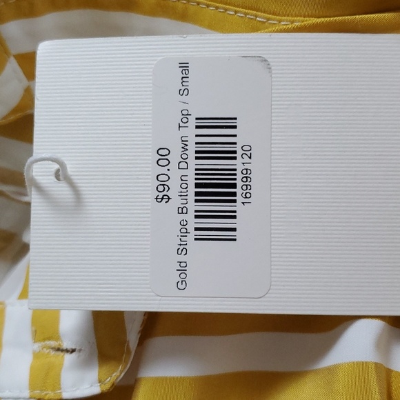 Aureum Gold Stripe Button Down Top Size Small - Picture 12 of 14